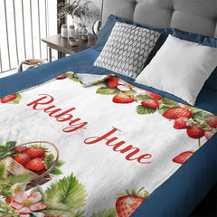 Free shipping✈️Strawberry Name Customized Blanket Gift for Girls