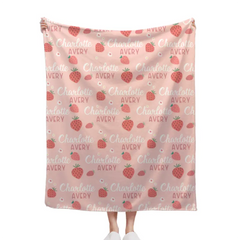 Free shipping✈️Strawberry Name Customized Blanket Gift for Girls