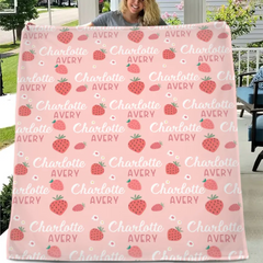 Free shipping✈️Strawberry Name Customized Blanket Gift for Girls