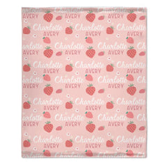 Free shipping✈️Strawberry Name Customized Blanket Gift for Girls