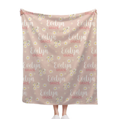 Free shipping✈️Pink Daisy Name Blanket, Personalized Daisy Blanket, Gift For Baby Girl