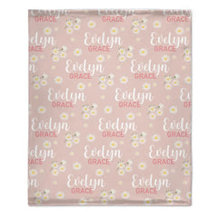 Free shipping✈️Pink Daisy Name Blanket, Personalized Daisy Blanket, Gift For Baby Girl