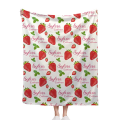 Free shipping✈️Strawberry Name Customized Blanket Gift for Girls