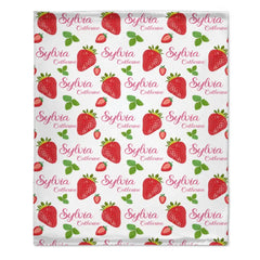 Free shipping✈️Strawberry Name Customized Blanket Gift for Girls