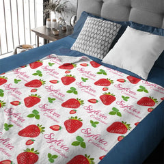 Free shipping✈️Strawberry Name Customized Blanket Gift for Girls