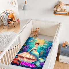 Free shipping✈️Name Customized Blanket Mermaid Princess Blanket Gifts for Girls