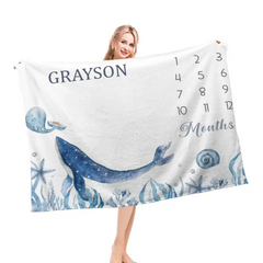 Free shipping✈️Personalized Blankets Customized Baby Blankets with Baby's Birth Month and Name