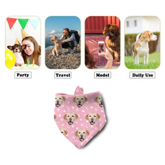 Personalized with Photo Summer, Bandanas for Dogs Cats, Custom Puppy Pet Triangle Bibs Kerchief