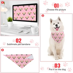 Personalized with Photo Summer, Bandanas for Dogs Cats, Custom Puppy Pet Triangle Bibs Kerchief