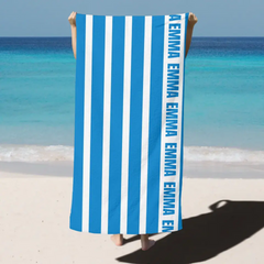 Name Custom Classic Stripe Personalized Beach Towel