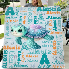 Custom Name Swaddle For Kids, Grandkids -Personalized Dinosaur Photo Blanket