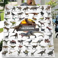 Jurassic Dinosaur Name Customized Blanket - Gift for Boys