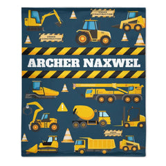 Construction Site Excavator Name Customized Baby Blankets