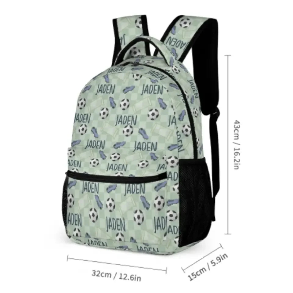 Customized Name Green Football Backpack School Season Kids Gift - Joliny