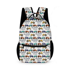 Cartoon Small Tractor Personalized Kids Backpack School Season Gift