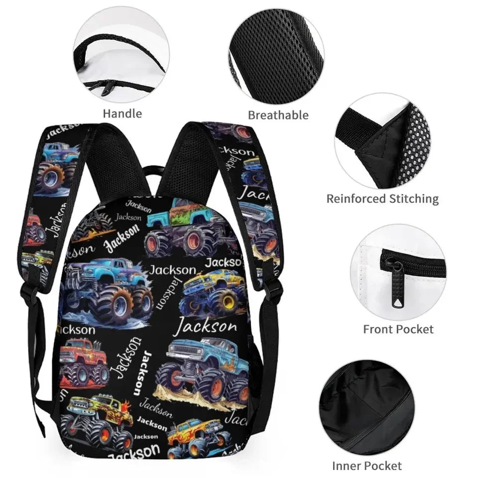 Personalized Monster Truck Backpack with Custom Name - Joliny
