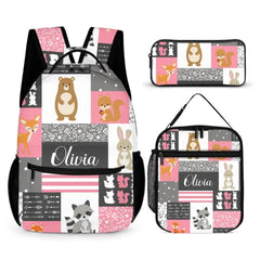 Personalized Custom Name Baby Backpack for Girl - Little Bear Rabbit Sika Deer Fox