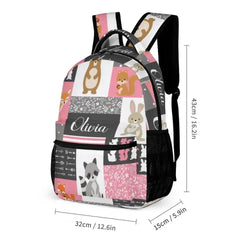 Personalized Custom Name Baby Backpack for Girl - Little Bear Rabbit Sika Deer Fox