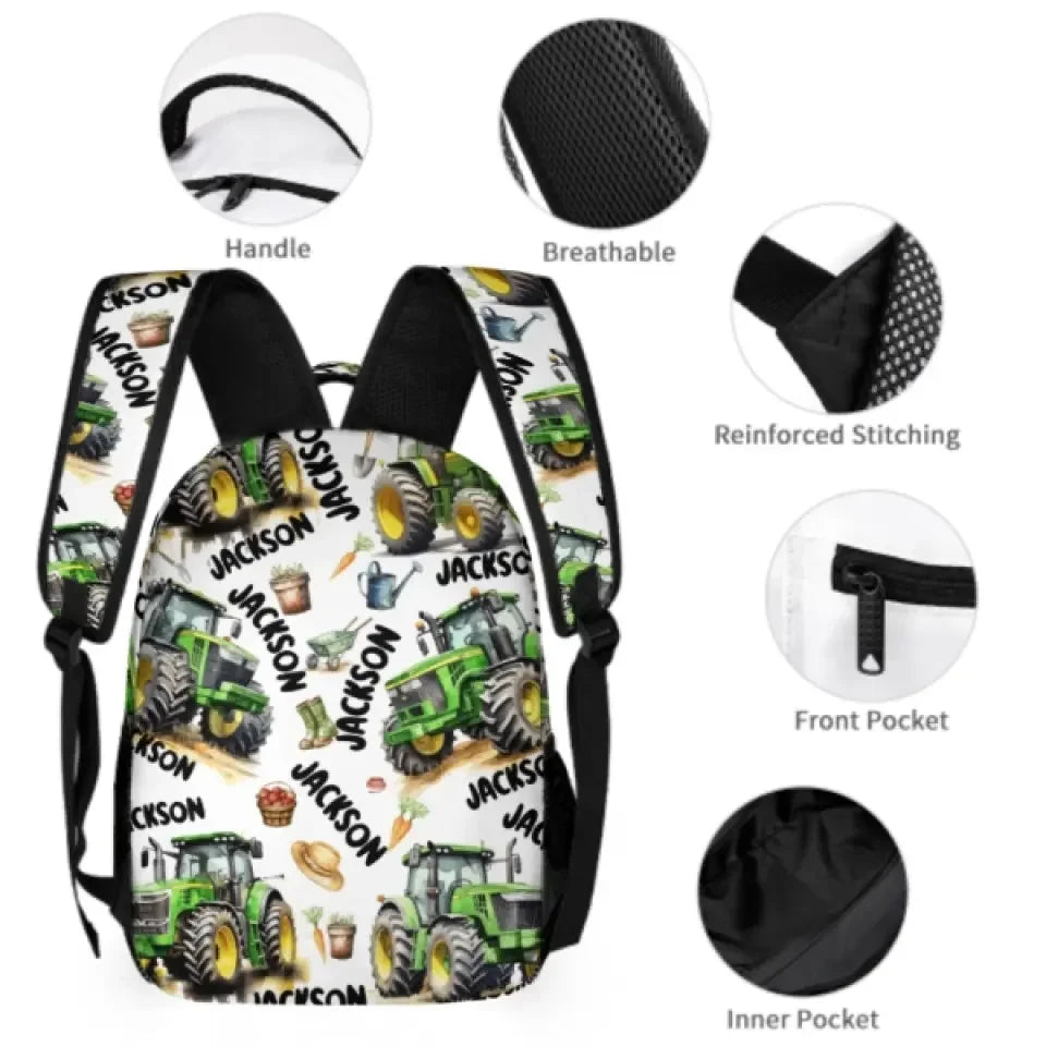 Name Customized Boys Girls Kids Tractor Truck Backpacks - Joliny