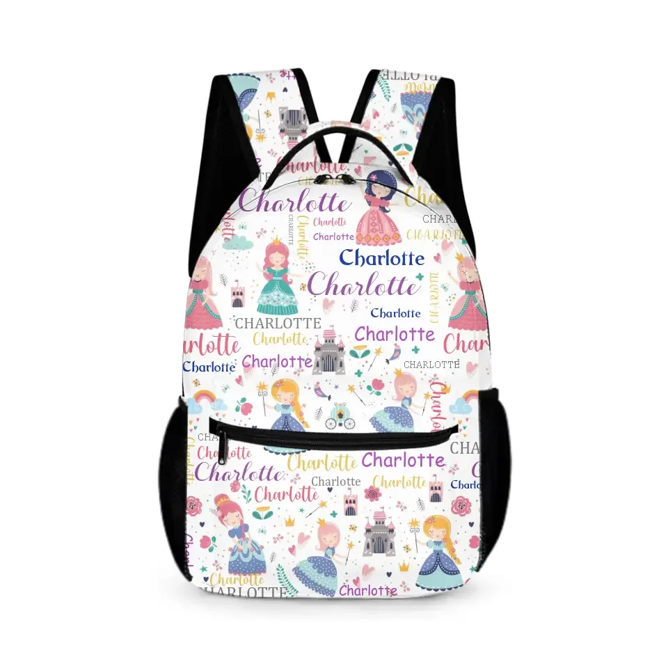 Personalized Custom Name Backpack for Girl - With Princess Castle Magic Wand - Joliny