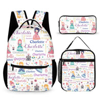 Personalized Custom Name Backpack for Girl - With Princess Castle Magic Wand - Joliny
