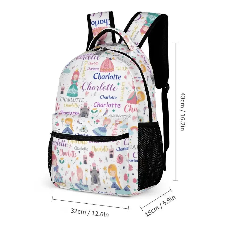 Personalized Custom Name Backpack for Girl - With Princess Castle Magic Wand - Joliny