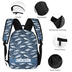 Shark Themed Personalized Name Custom Backpack - Gifts for Kids