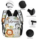 Personalized Custom Name Backpack - Jungle Greenery Leaves Forest Safari Animals - Joliny