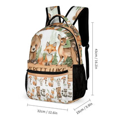 Personalized Student Backpack With Name, Forest Animals