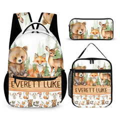 Personalized Student Backpack With Name, Forest Animals