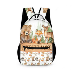 Personalized Student Backpack With Name, Forest Animals