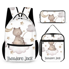 Personalized Custom Name Backpack - Bear Moon Stars in Sky Backpack