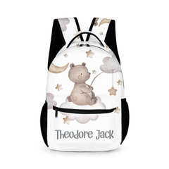 Personalized Custom Name Backpack - Bear Moon Stars in Sky Backpack