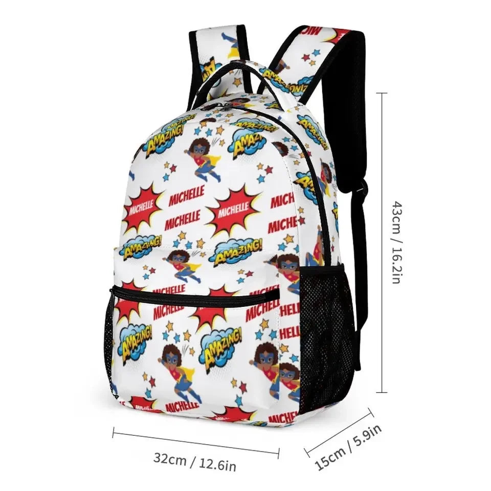 Personalized Custom Comic Book Boy Name Backpack - Superhero Kids Name Backpack - Joliny