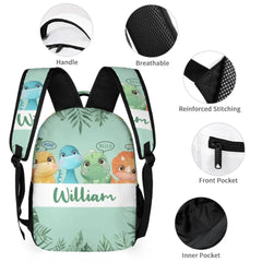 Personalized Custom Name Backpack, Baby Dinosaur Backpack for Kids