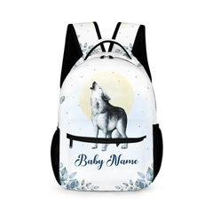 Personalized Custom Baby Wolf Name Backpack for Student