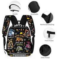 Truck Custom Name Backpack Personalized Text Gifts, God Says I Am Construction Bible Verse - Joliny