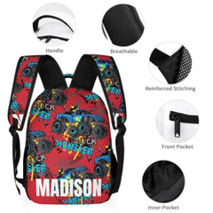 Personalized Monster Truck Name Custom Backpack