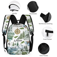 Personalized Mountain Camping Student Name Backpack, Adventure Awaits Backpack