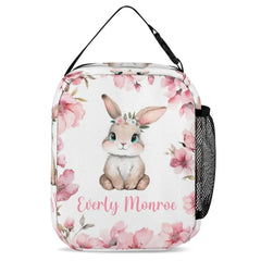 Personalized Girl Name Backpack, Pink Cherry Blossom Rabbit