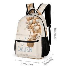 Custom Personalized Student Backpack for Boys Girls,Customized Hot Air Balloon Star Bear Backpack with Name