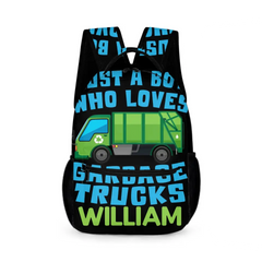 Custom Just A Boy Who Loves Garbage Truck Backpack with Name