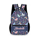 Personalized Custom Name Backpack - Clouds Raindrops Rainbow Stars Unicorn - Joliny