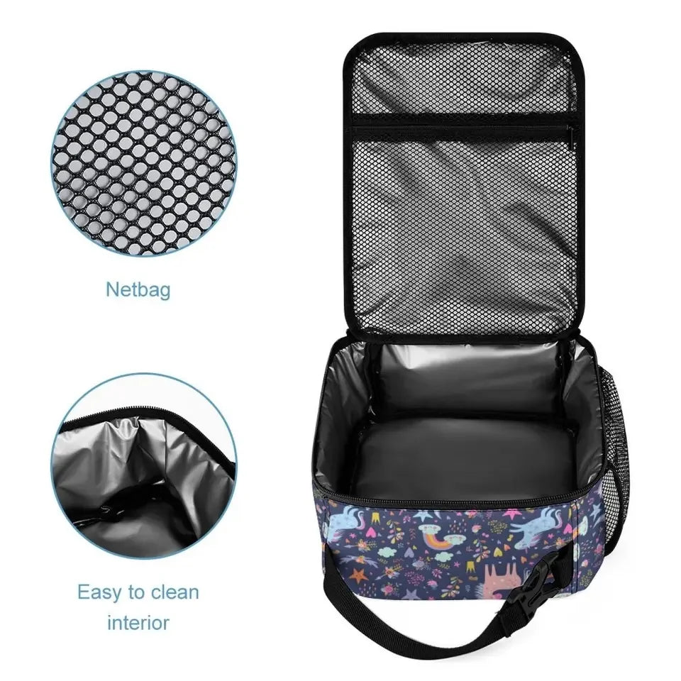 Personalized Custom Name Backpack - Clouds Raindrops Rainbow Stars Unicorn - Joliny