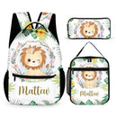 Personalized Lion Cub Wearing Flowers Backpack for Girls Boys - Joliny