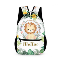 Personalized Lion Cub Wearing Flowers Backpack for Girls Boys - Joliny