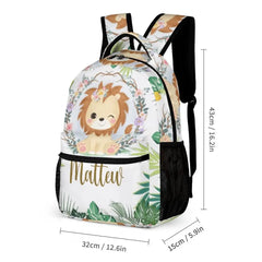 Personalized Lion Cub Wearing Flowers Backpack for Girls Boys