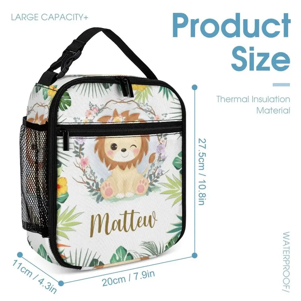 Personalized Lion Cub Wearing Flowers Backpack for Girls Boys - Joliny