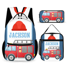 Personalized Custom Name Firetruck Backpack for Boys, Girls