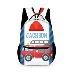 Personalized Custom Name Firetruck Backpack for Boys, Girls